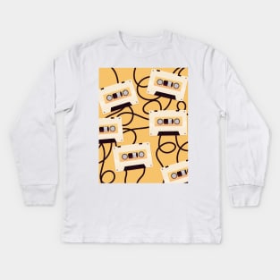 1980s casette tape pattern. Kids Long Sleeve T-Shirt